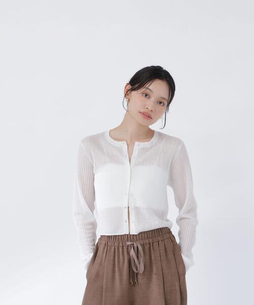 NATURAL BEAUTY BASIC（ナチュラルビューティーベーシック）の「シアーリブカーディガン（カーディガン/ボレロ・レディース・オフホワイト/オレンジ/グレー・ﾌﾘ-）」の15枚目の写真
