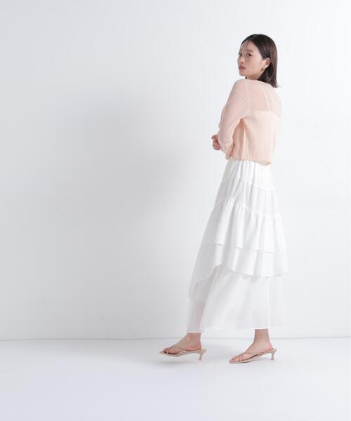 NATURAL BEAUTY BASIC（ナチュラルビューティーベーシック）の「シアーリブカーディガン（カーディガン/ボレロ・レディース・オフホワイト/オレンジ/グレー・ﾌﾘ-）」の20枚目の写真