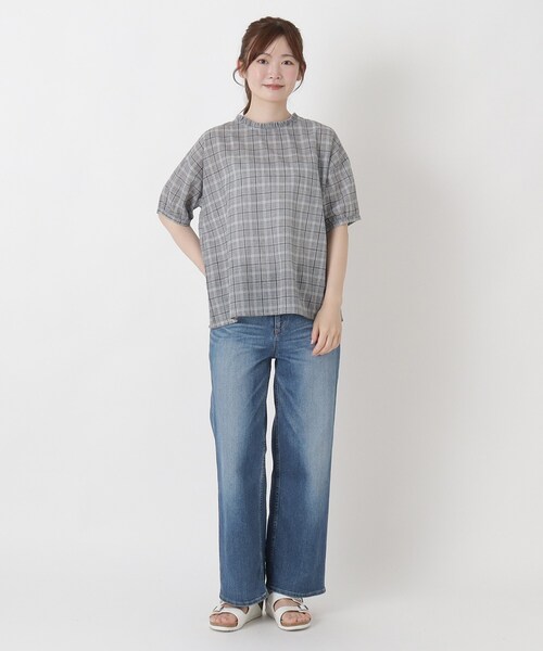 one'sterrace(ワンズテラス)の「フリル衿チェックブラウス(シャツ/ブラウス・レディース・その他/ブラック系8/グレー系4・02)」の8枚目の写真