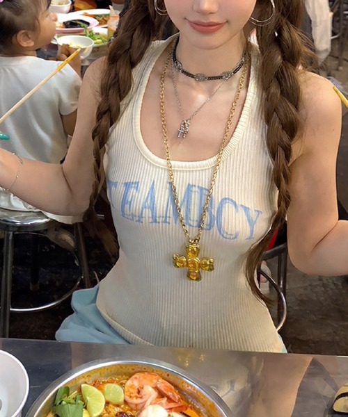 HALEY PESCA(ヘーリーペスカ)の「HALEY PESCA/サイドビーズ付き ロゴリブタンクトップ(タンクトップ・レディース・ホワイト/グレー・SMALL/MEDIUM)」の10枚目の写真
