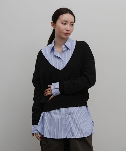 select MOCA Et(セレクトモカエト)の「【Et】Minimal V-Neck Simple Tops(ニット/セーター・レディース・ブラック/ライトグレー/キャメル・FREE)」の12枚目の写真