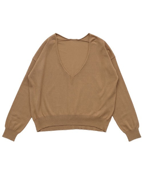 select MOCA Et(セレクトモカエト)の「【Et】Minimal V-Neck Simple Tops(ニット/セーター・レディース・ブラック/ライトグレー/キャメル・FREE)」の4枚目の写真