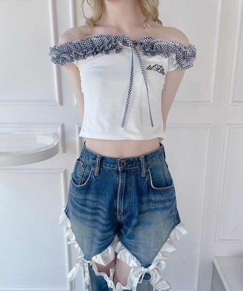 lilLilly（リルリリー）の「フリルタンクトップ（タンクトップ・レディース・ブラック/ホワイト/ブルー・FREE）」の17枚目の写真