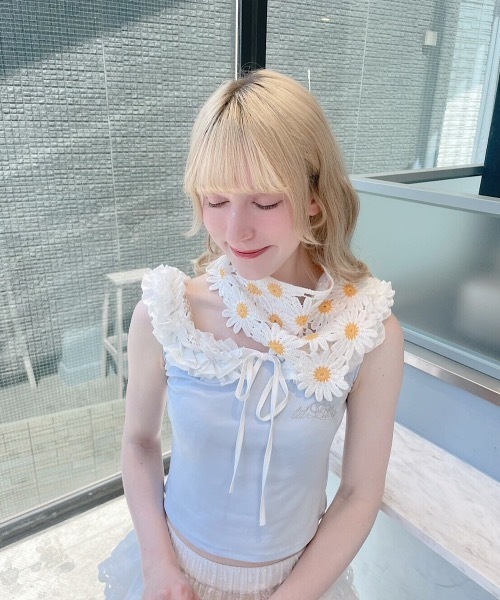 lilLilly（リルリリー）の「フリルタンクトップ（タンクトップ・レディース・ブラック/ホワイト/ブルー・FREE）」の8枚目の写真