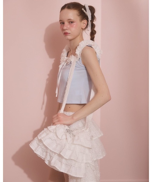 lilLilly（リルリリー）の「フリルタンクトップ（タンクトップ・レディース・ブラック/ホワイト/ブルー・FREE）」の9枚目の写真
