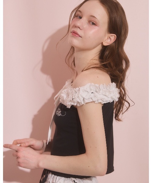 lilLilly（リルリリー）の「フリルタンクトップ（タンクトップ・レディース・ブラック/ホワイト/ブルー・FREE）」の12枚目の写真