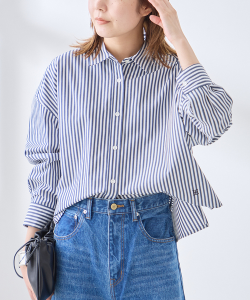 journal standard L'essage(ジャーナルスタンダードレサージュ)の「刺繍ショートシャツ(シャツ/ブラウス・レディース・チャコールグレー/ブルー系その他/ネイビー・FREE)」の2枚目の写真