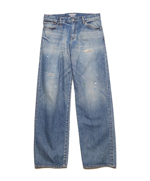 uniform experiment(ユニフォームエクスペリメント)の「DAMAGED DENIM WIDE-FIT JEANS(デニムパンツ・メンズ・インディゴブルー/ブラック・4/1/2/3/5)」の2枚目の写真