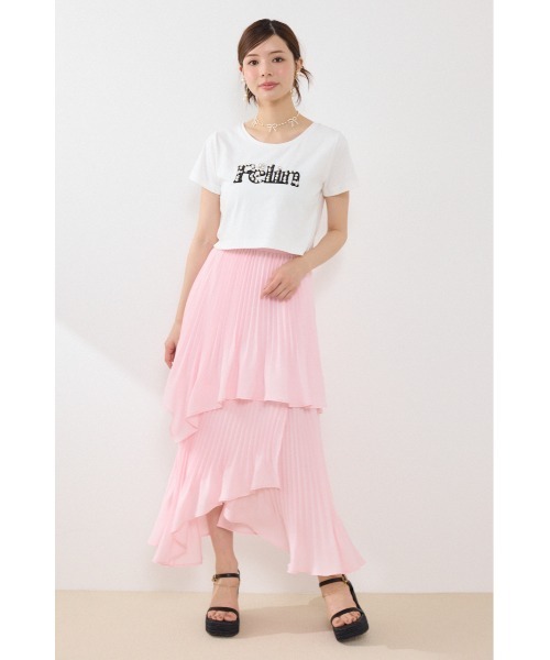 rienda(リエンダ)の「イレヘムプリーツロングスカート 夏服(スカート・レディース・マルチ/ピンク・SMALL/MEDIUM)」の3枚目の写真