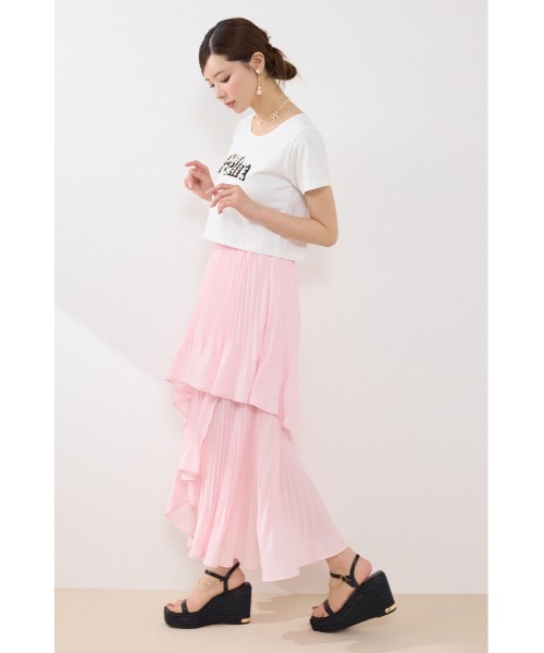 rienda(リエンダ)の「イレヘムプリーツロングスカート 夏服(スカート・レディース・マルチ/ピンク・SMALL/MEDIUM)」の4枚目の写真