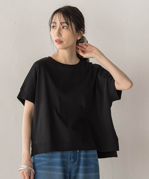 Droite lautreamont(ドロワットロートレアモン)の「クロップドカットソー(Tシャツ/カットソー・レディース・ブラック/オフホワイト/ブルー・M)」の2枚目の写真