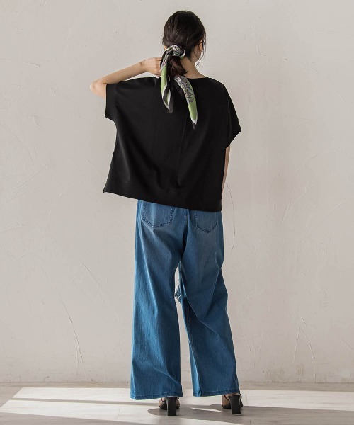 Droite lautreamont(ドロワットロートレアモン)の「クロップドカットソー(Tシャツ/カットソー・レディース・ブラック/オフホワイト/ブルー・M)」の21枚目の写真