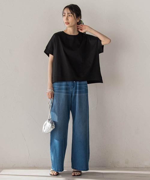 Droite lautreamont(ドロワットロートレアモン)の「クロップドカットソー(Tシャツ/カットソー・レディース・ブラック/オフホワイト/ブルー・M)」の20枚目の写真