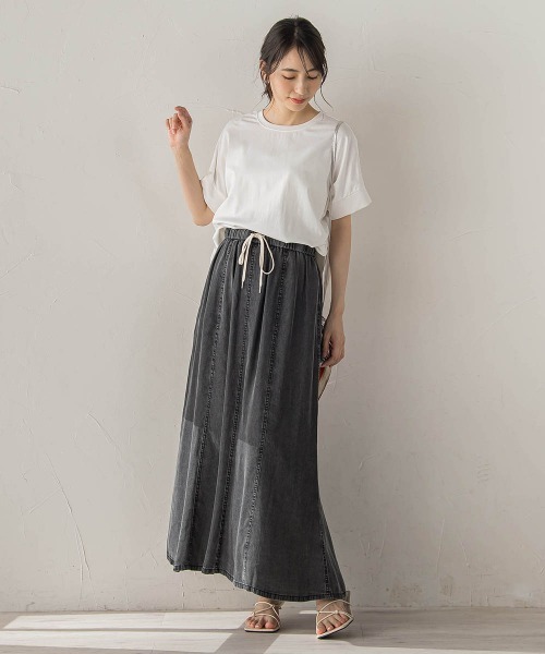 Droite lautreamont(ドロワットロートレアモン)の「クロップドカットソー(Tシャツ/カットソー・レディース・ブラック/オフホワイト/ブルー・M)」の13枚目の写真