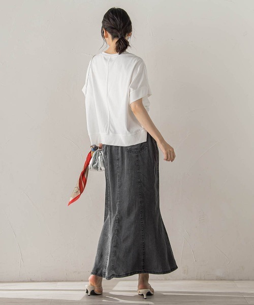 Droite lautreamont(ドロワットロートレアモン)の「クロップドカットソー(Tシャツ/カットソー・レディース・ブラック/オフホワイト/ブルー・M)」の15枚目の写真