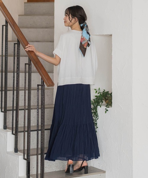 Droite lautreamont(ドロワットロートレアモン)の「クロップドカットソー(Tシャツ/カットソー・レディース・ブラック/オフホワイト/ブルー・M)」の10枚目の写真