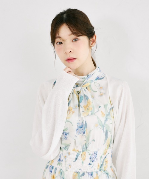 tocco closet(トッコ クローゼット)の「後ろリボン付きラメ入りドルマンスリーブボレロ(カーディガン/ボレロ・レディース・オフホワイト/ブラック/ピンクベージュ・M)」の7枚目の写真