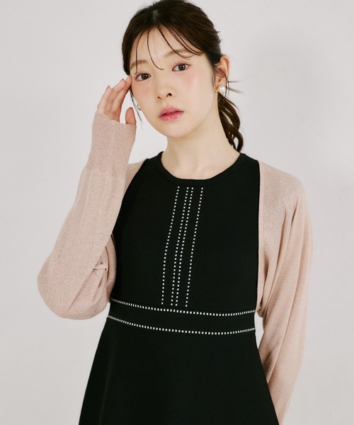 tocco closet(トッコ クローゼット)の「後ろリボン付きラメ入りドルマンスリーブボレロ(カーディガン/ボレロ・レディース・オフホワイト/ブラック/ピンクベージュ・M)」の15枚目の写真