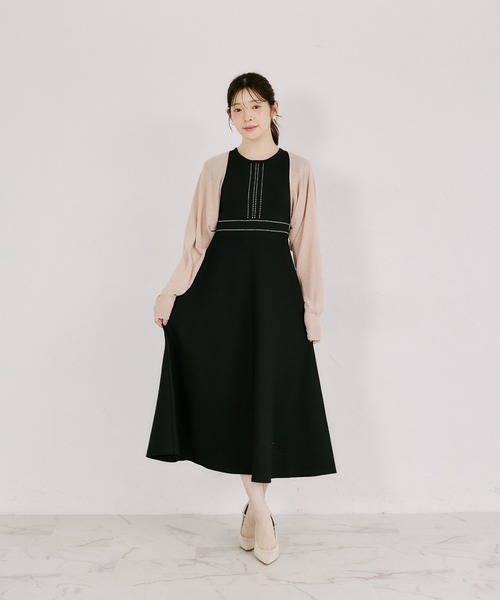 tocco closet(トッコ クローゼット)の「後ろリボン付きラメ入りドルマンスリーブボレロ(カーディガン/ボレロ・レディース・オフホワイト/ブラック/ピンクベージュ・M)」の11枚目の写真