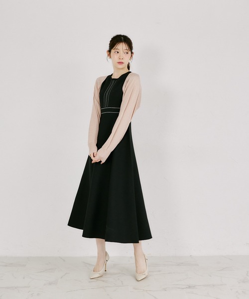 tocco closet(トッコ クローゼット)の「後ろリボン付きラメ入りドルマンスリーブボレロ(カーディガン/ボレロ・レディース・オフホワイト/ブラック/ピンクベージュ・M)」の12枚目の写真