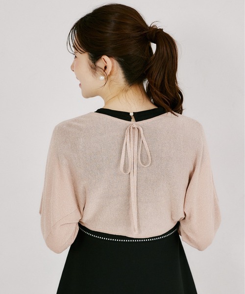 tocco closet(トッコ クローゼット)の「後ろリボン付きラメ入りドルマンスリーブボレロ(カーディガン/ボレロ・レディース・オフホワイト/ブラック/ピンクベージュ・M)」の18枚目の写真