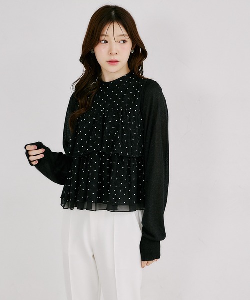 tocco closet(トッコ クローゼット)の「後ろリボン付きラメ入りドルマンスリーブボレロ(カーディガン/ボレロ・レディース・オフホワイト/ブラック/ピンクベージュ・M)」の21枚目の写真