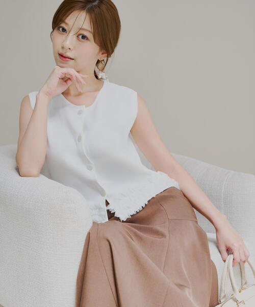 PROPORTION BODY DRESSING（プロポーションボディドレッシング）の「＜ａ＞ノースリーブフリルヘムニット / 1216279700（ニット/セーター・レディース・ホワイト系その他/ネイビー/ブラック・FREE）」の2枚目の写真