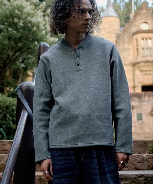 Double face henry neck sweat/ダブルフェイスヘンリーネック