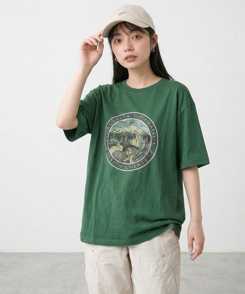 CRB（シーアールビー）の「マウンテンプリントビッグTシャツ（Tシャツ/カットソー・レディース・グリーン/オフホワイト/チャコール/オレンジ・F）」の15枚目の写真