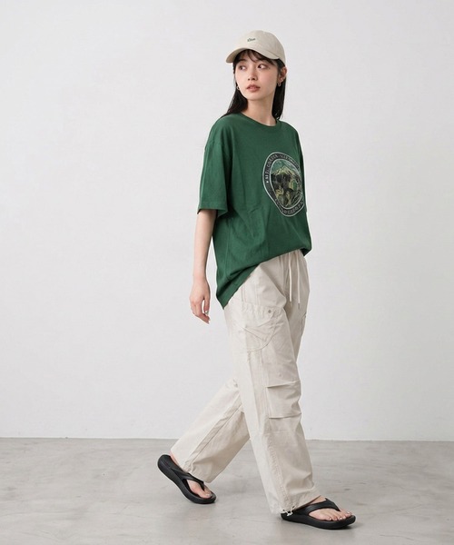 CRB（シーアールビー）の「マウンテンプリントビッグTシャツ（Tシャツ/カットソー・レディース・グリーン/オフホワイト/チャコール/オレンジ・F）」の16枚目の写真