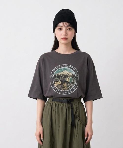 CRB（シーアールビー）の「マウンテンプリントビッグTシャツ（Tシャツ/カットソー・レディース・グリーン/オフホワイト/チャコール/オレンジ・F）」の12枚目の写真