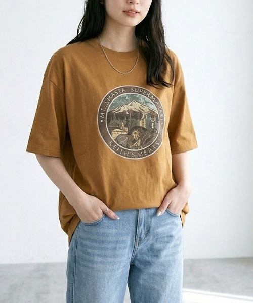CRB（シーアールビー）の「マウンテンプリントビッグTシャツ（Tシャツ/カットソー・レディース・グリーン/オフホワイト/チャコール/オレンジ・F）」の17枚目の写真