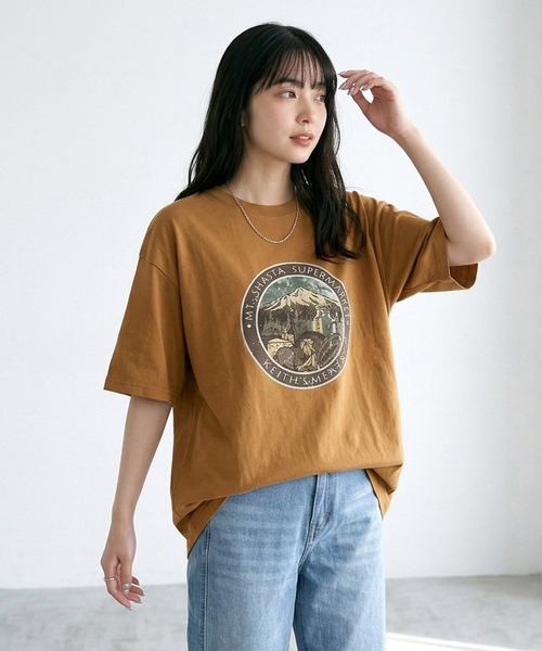 CRB（シーアールビー）の「マウンテンプリントビッグTシャツ（Tシャツ/カットソー・レディース・グリーン/オフホワイト/チャコール/オレンジ・F）」の18枚目の写真