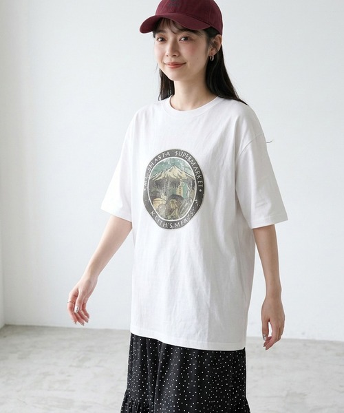 CRB（シーアールビー）の「マウンテンプリントビッグTシャツ（Tシャツ/カットソー・レディース・グリーン/オフホワイト/チャコール/オレンジ・F）」の20枚目の写真
