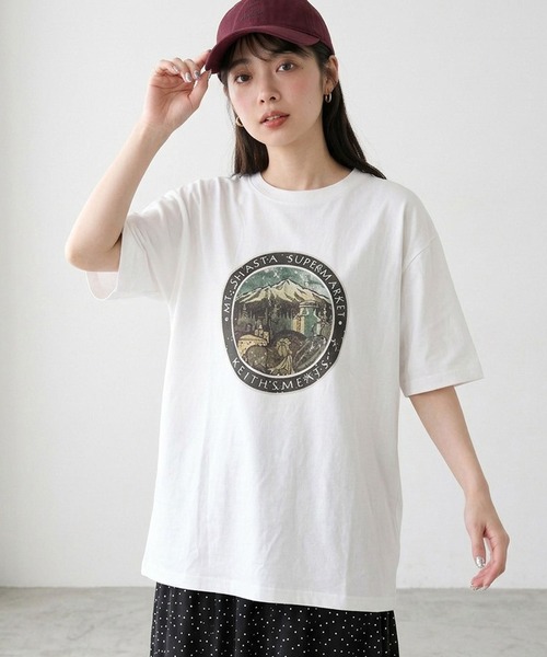 CRB（シーアールビー）の「マウンテンプリントビッグTシャツ（Tシャツ/カットソー・レディース・グリーン/オフホワイト/チャコール/オレンジ・F）」の9枚目の写真
