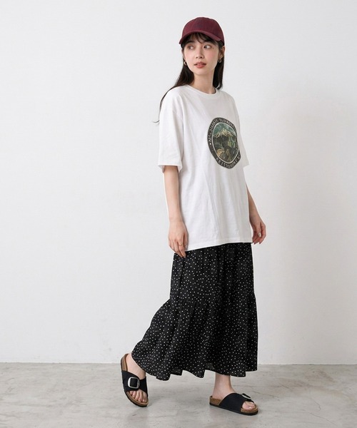 CRB（シーアールビー）の「マウンテンプリントビッグTシャツ（Tシャツ/カットソー・レディース・グリーン/オフホワイト/チャコール/オレンジ・F）」の10枚目の写真