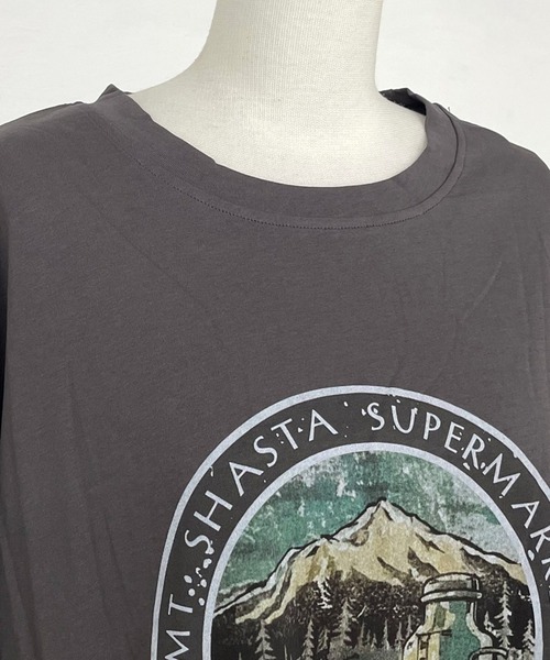 CRB（シーアールビー）の「マウンテンプリントビッグTシャツ（Tシャツ/カットソー・レディース・グリーン/オフホワイト/チャコール/オレンジ・F）」の6枚目の写真