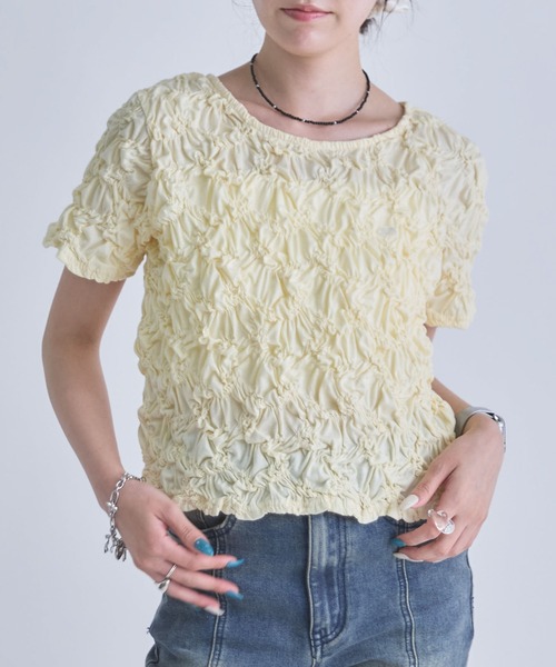 archives(アルシーヴ)の「シャーリングコンパクトTEE(Tシャツ/カットソー・レディース・ブラック/ブラウン/オフホワイト/イエロー・MEDIUM)」の4枚目の写真