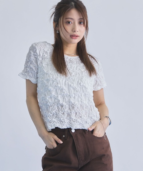 archives(アルシーヴ)の「シャーリングコンパクトTEE(Tシャツ/カットソー・レディース・ブラック/ブラウン/オフホワイト/イエロー・MEDIUM)」の6枚目の写真