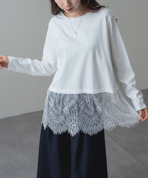 ANNA LUNA(アンナルナ)の「【ANNA LUNA】 レース が映える レイヤード風 プルオーバー(Tシャツ/カットソー・レディース・ブラック/オフホワイト・MEDIUM/LARGE)」の21枚目の写真