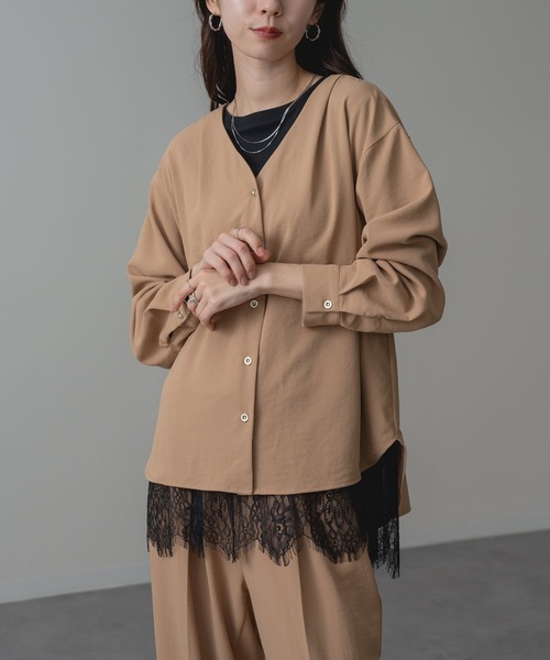 ANNA LUNA(アンナルナ)の「【ANNA LUNA】 レース が映える レイヤード風 プルオーバー(Tシャツ/カットソー・レディース・ブラック/オフホワイト・MEDIUM/LARGE)」の5枚目の写真