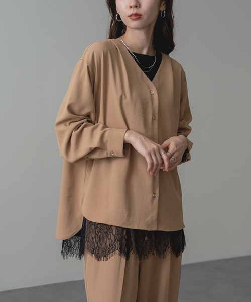 ANNA LUNA(アンナルナ)の「【ANNA LUNA】 レース が映える レイヤード風 プルオーバー(Tシャツ/カットソー・レディース・ブラック/オフホワイト・MEDIUM/LARGE)」の6枚目の写真