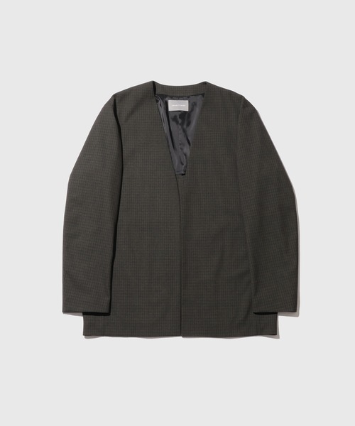 ADAM ET ROPE'(アダムエロペ)の「DELEGANT ルームジャケット(ノーカラージャケット・メンズ・ダークブラウン/ブラック/カーキ・S/M/L)」の3枚目の写真