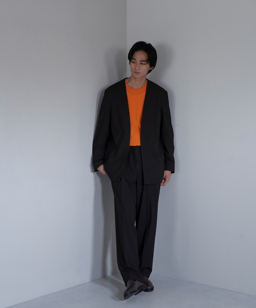 ADAM ET ROPE'(アダムエロペ)の「DELEGANT ルームジャケット(ノーカラージャケット・メンズ・ダークブラウン/ブラック/カーキ・S/M/L)」の4枚目の写真