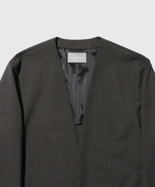 ADAM ET ROPE'(アダムエロペ)の「DELEGANT ルームジャケット(ノーカラージャケット・メンズ・ダークブラウン/ブラック/カーキ・S/M/L)」の12枚目の写真