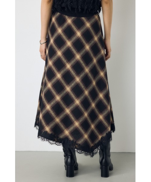 AZUL by moussy(アズールバイマウジー)の「【身長/骨格別着用画像あり】レースドッキングチェックバイアススカート 秋服 ロングスカート 冬服(スカート・レディース・ブラック系その他/ブラウン系その他・SMALL/MEDIUM)」の18枚目の写真