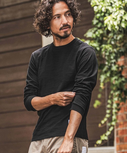 wjk reluxe(ダブルジェーケーリラックス)の「mlt5792- Slub Jersey Label Long Sleeve T Shirt ロングスリーブTシャツ(WR26W-25)(Tシャツ/カットソー・メンズ・ホワイト/ネイビー/ブラック・XL/L/M/S)」の2枚目の写真