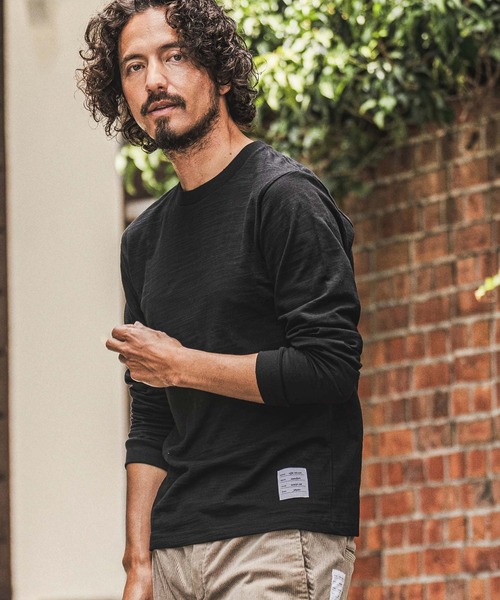wjk reluxe(ダブルジェーケーリラックス)の「mlt5792- Slub Jersey Label Long Sleeve T Shirt ロングスリーブTシャツ(WR26W-25)(Tシャツ/カットソー・メンズ・ホワイト/ネイビー/ブラック・XL/L/M/S)」の4枚目の写真