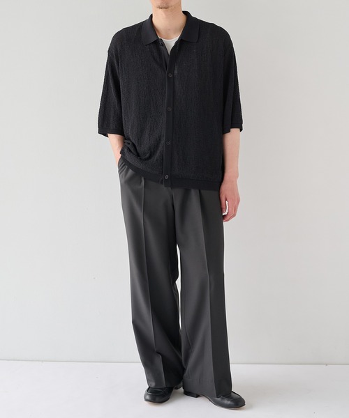 PUBLIC TOKYO(パブリックトウキョウ)の「【P.T】アイスコットンニットシャツ /接触冷感/半袖//夏服/ウォッシャブル/ストレッチ(ニット/セーター・メンズ・ダークネイビー/ダークグレー・M/S)」の10枚目の写真