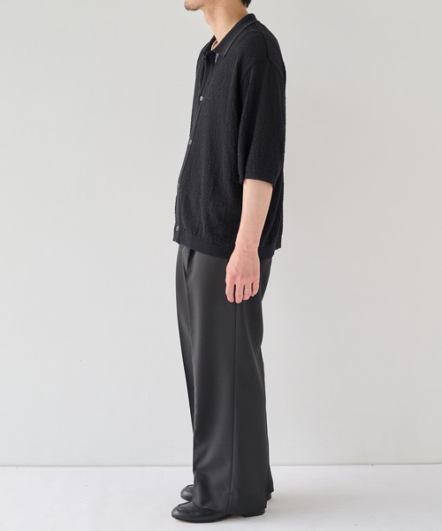 PUBLIC TOKYO(パブリックトウキョウ)の「【P.T】アイスコットンニットシャツ /接触冷感/半袖//夏服/ウォッシャブル/ストレッチ(ニット/セーター・メンズ・ダークネイビー/ダークグレー・M/S)」の11枚目の写真
